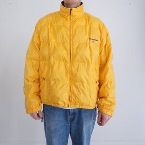 Vintage '90S Polo Ralph Lauren Bright Yellow Puffer Down Feather Winter Jacket L